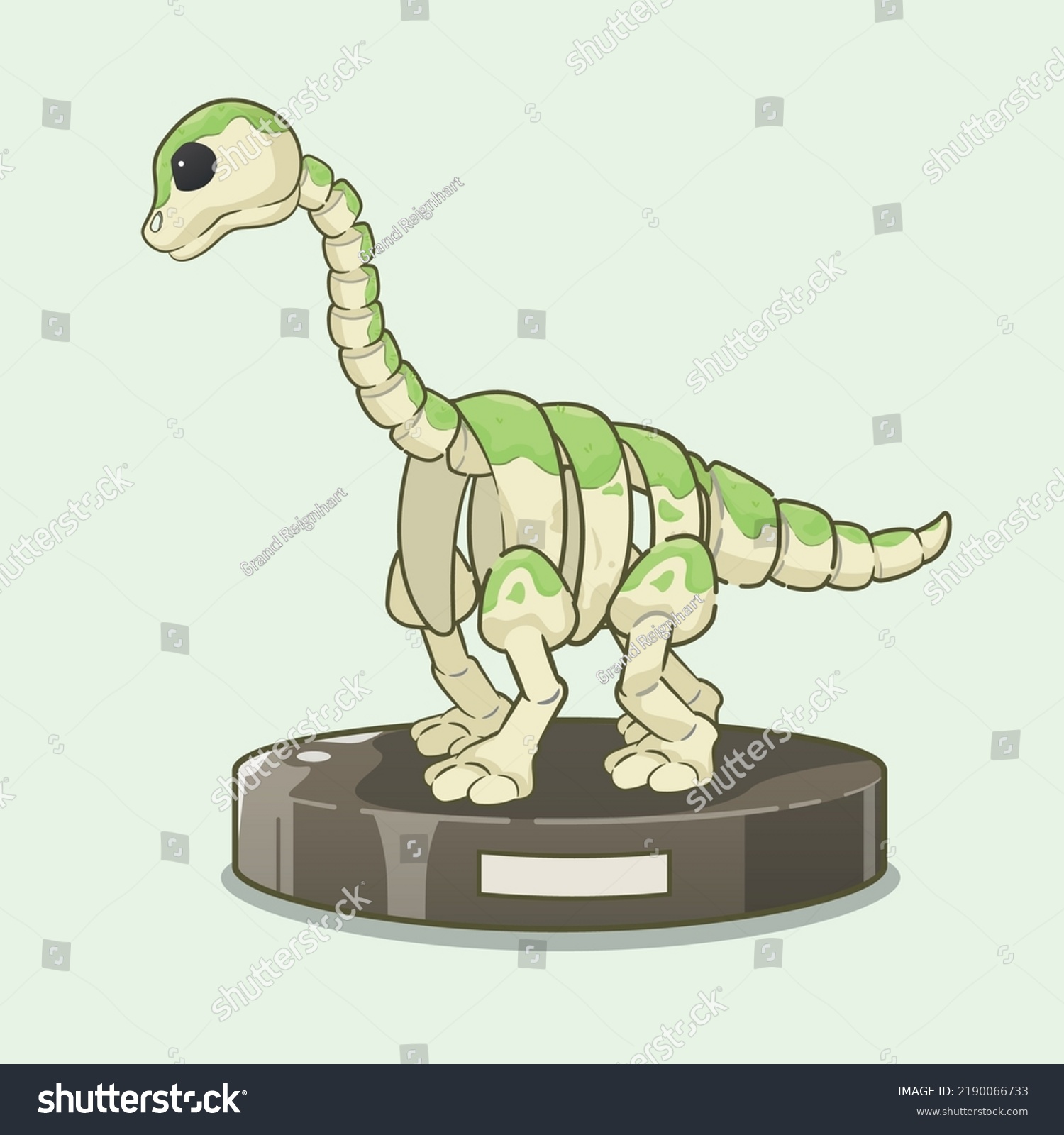 Cartoon Brachiosaurus Dinosaur Fossil Royalty Free Stock Vector