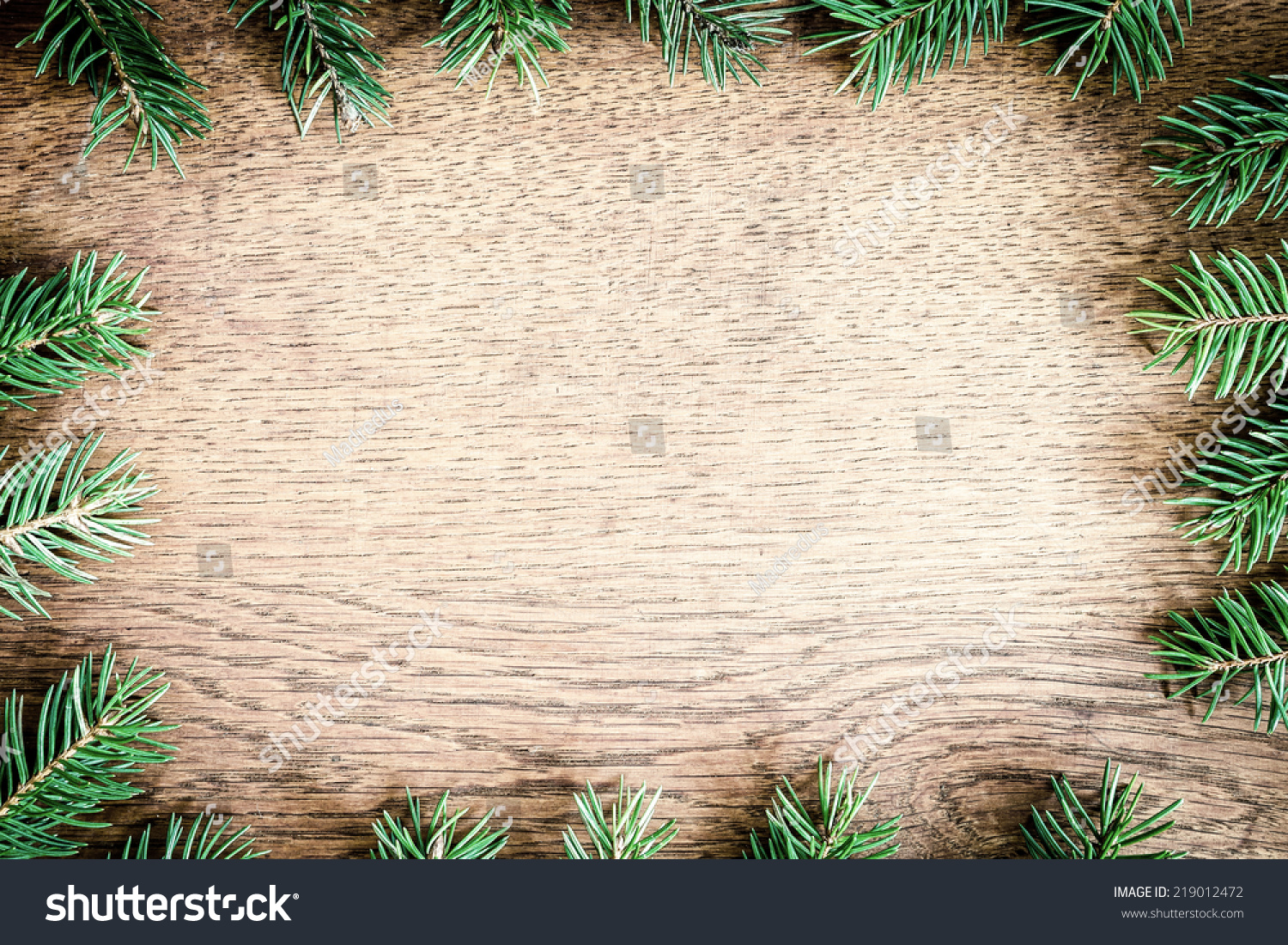 Christmas fir tree on a wooden board #219012472