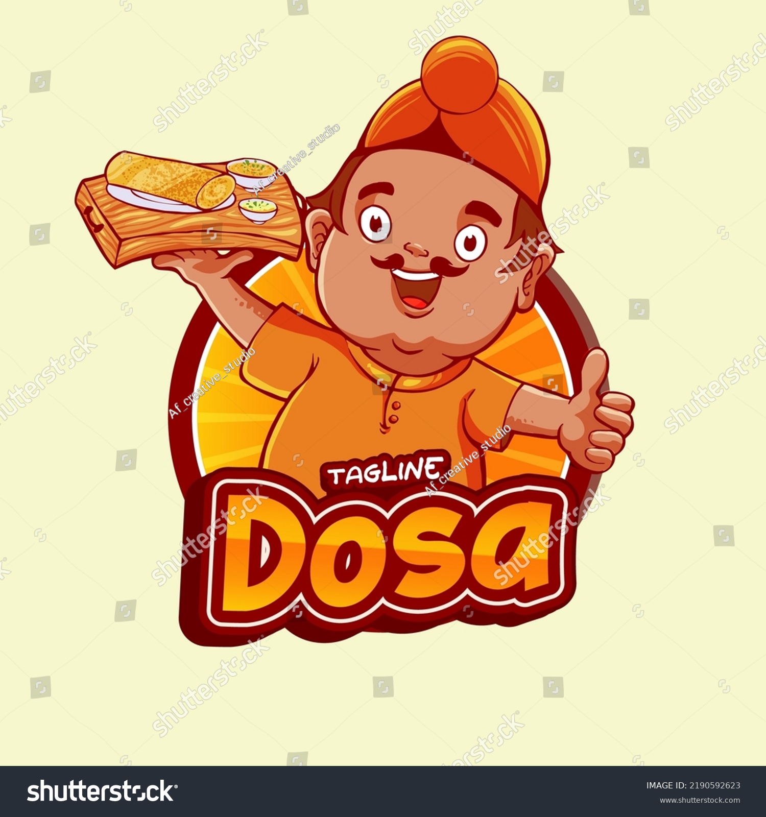 dosa indian food character mascot - Royalty Free Stock Vector