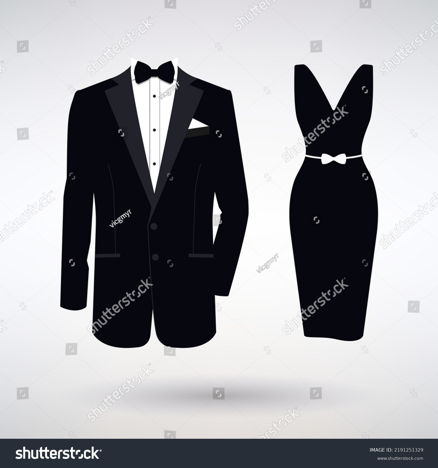 icon tuxedo and dress for celebration on a light background #2191251329