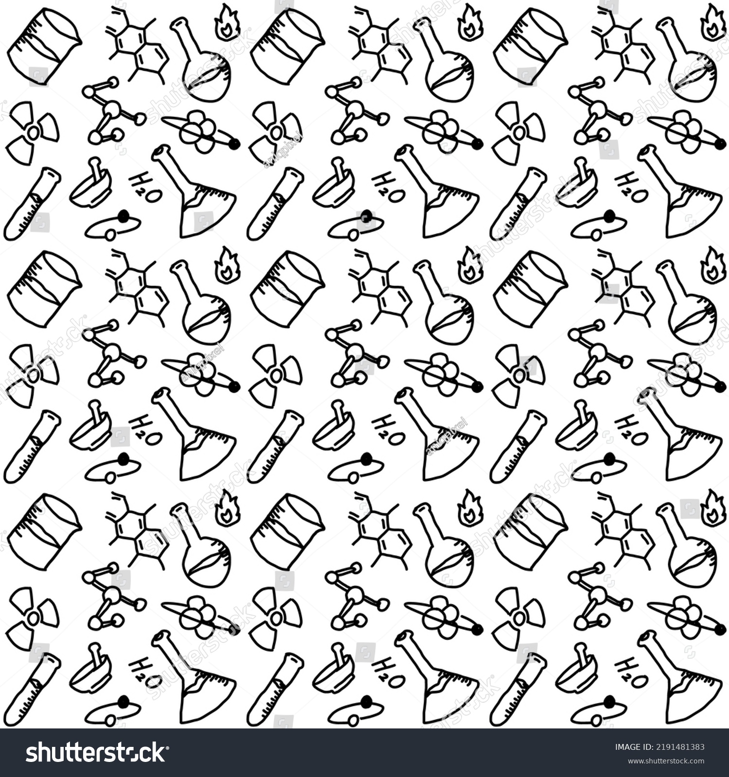 Chemistry Doodle Hand Drawn Icons Pattern - Royalty Free Stock Vector ...