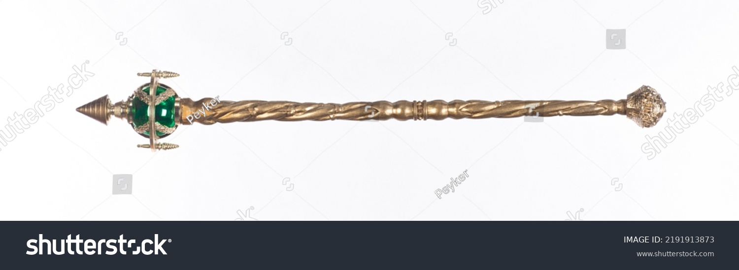 golden staff isolated on white background #2191913873