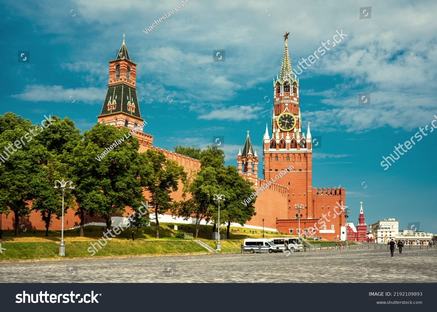 Moscow Kremlin on Red Square, Russia. Scenery of historical place, old nice Moscow landmark. Scenic view of travel destination, famous Russian monument. Sightseeing, vacation and tourism in Russia. #2192109893