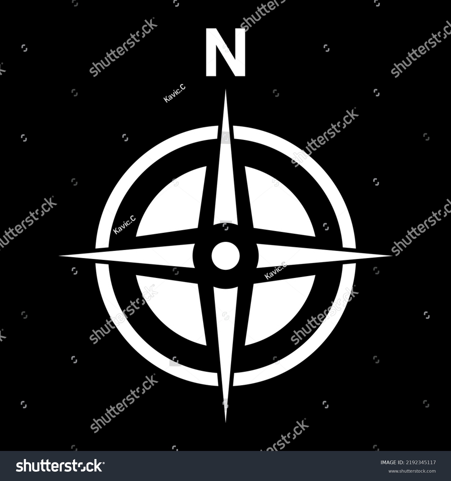 White north symbol on black background. - Royalty Free Stock Vector ...