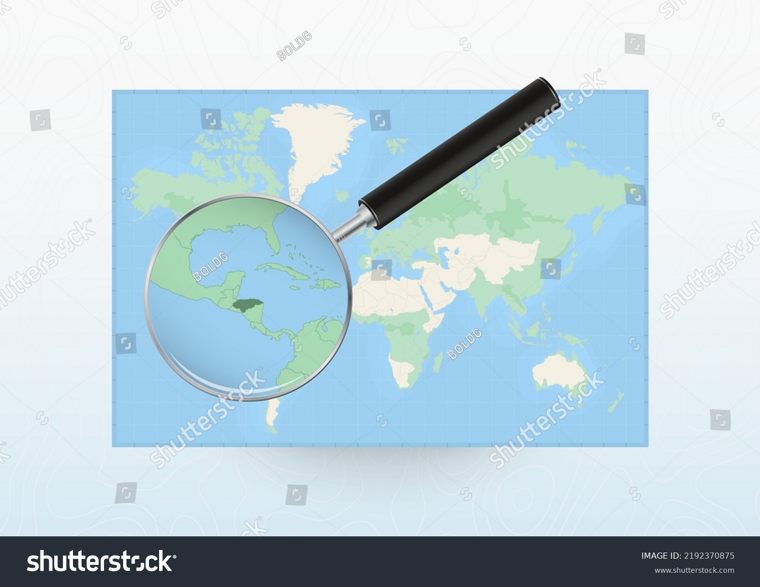 Map Of The World With A Magnifying Glass Aimed Royalty Free Stock Vector 2192370875 7616