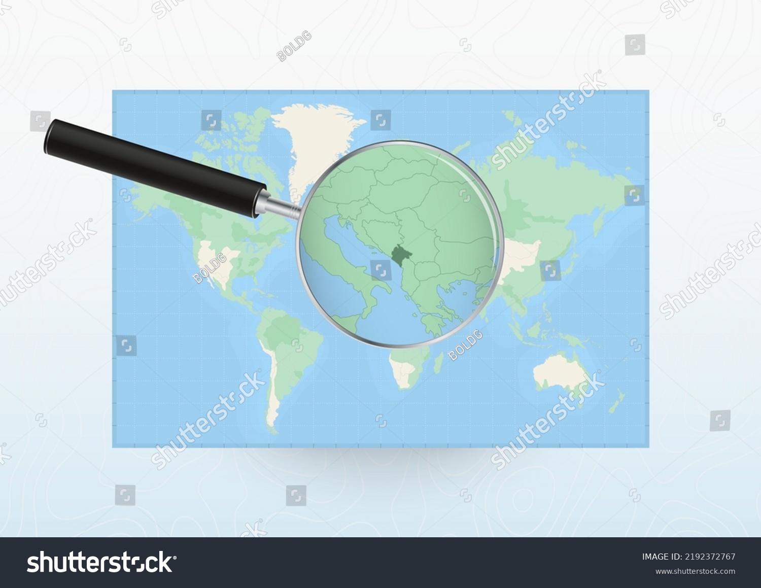 Map Of The World With A Magnifying Glass Aimed Royalty Free Stock Vector 2192372767 8127