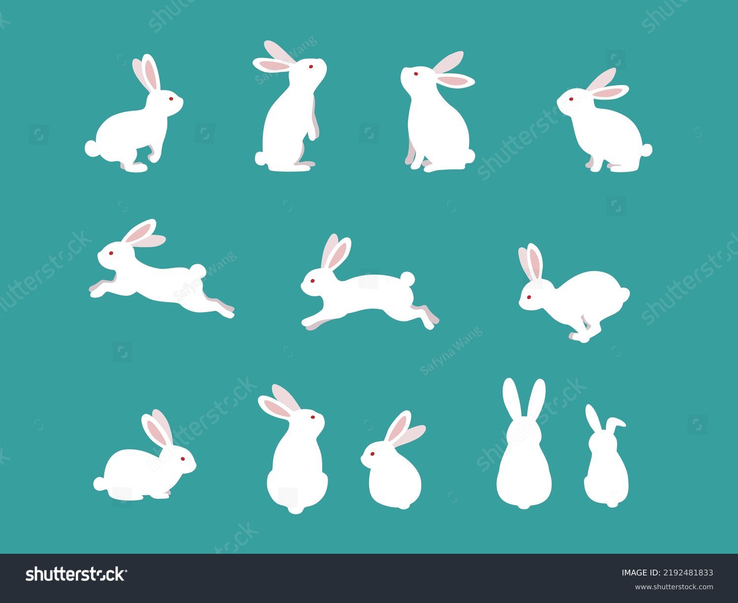 Cute white rabbits in various poses. Rabbit - Royalty Free Stock Vector ...