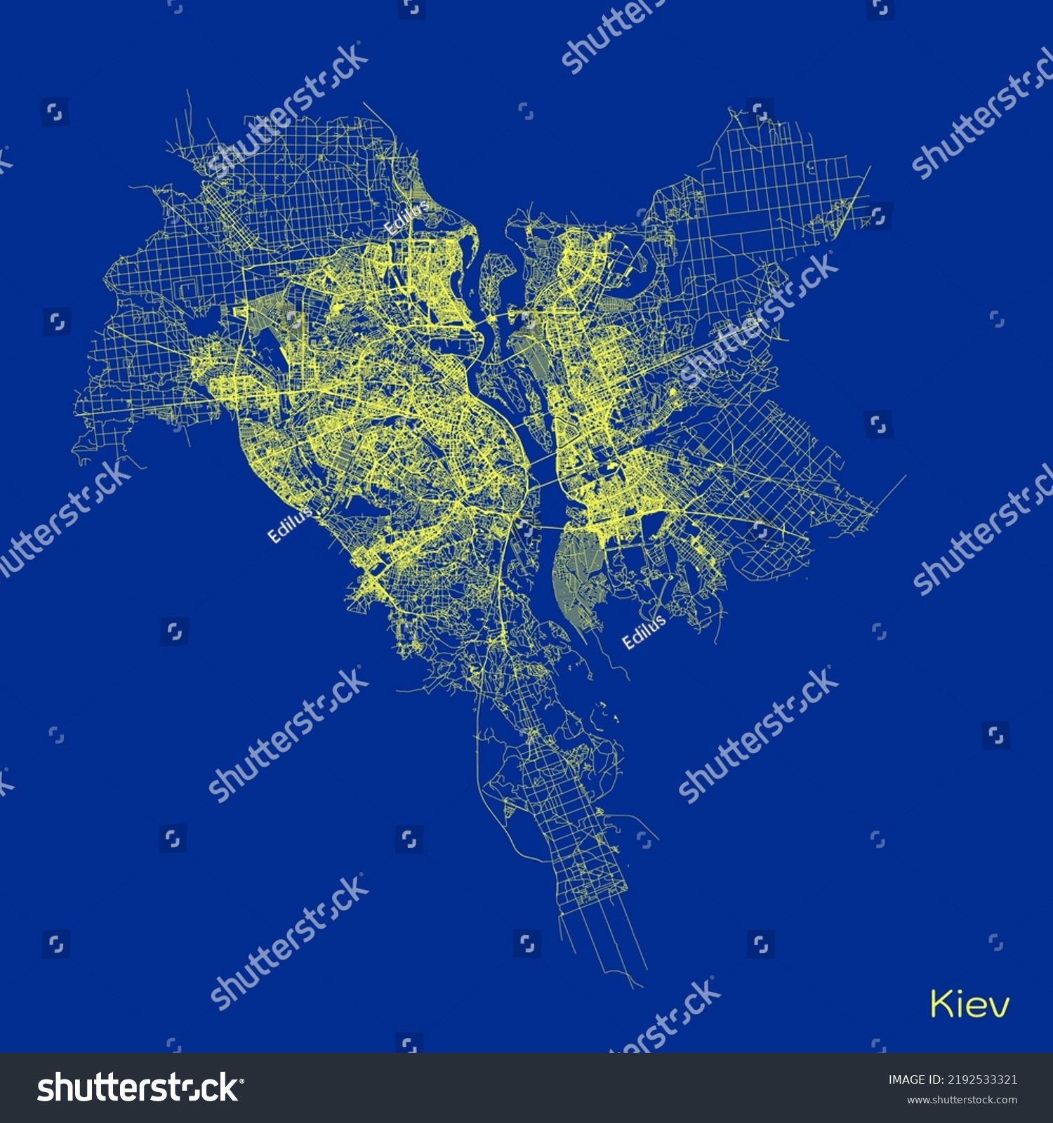 Kiev city map with roads and streets, Ukraine. - Royalty Free Stock ...