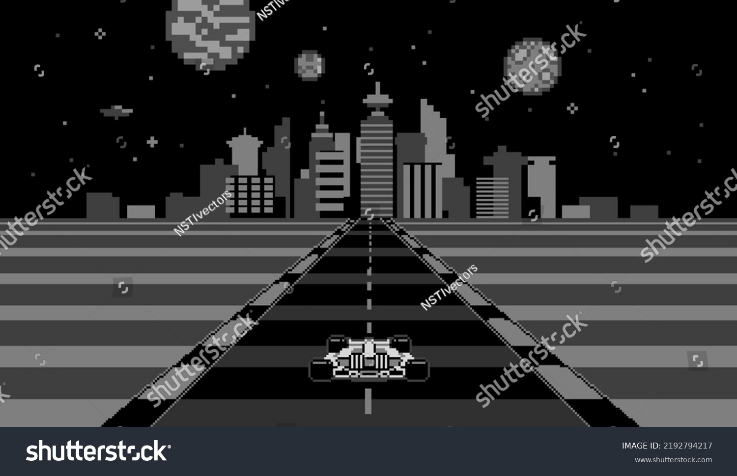 Retro 8 Bit Race Arcade In Pixel Game Style Royalty Free Stock Vector 2192794217 2076