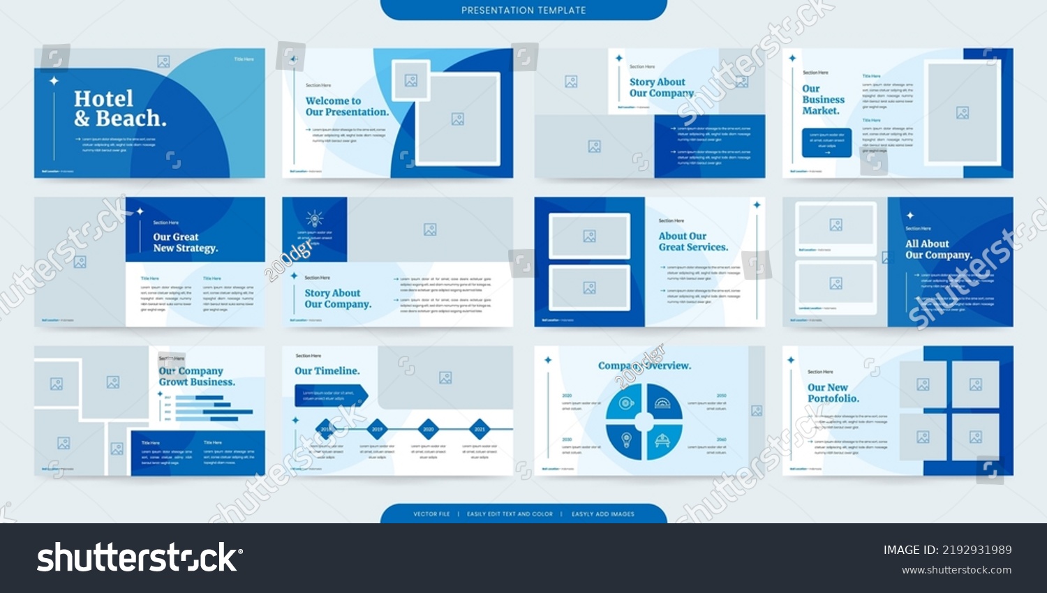 minimalist presentation templates. corporate booklet use in flyer and leaflet, marketing banner, advertising brochure, annual business report, website slider. White blue color company profile vector #2192931989