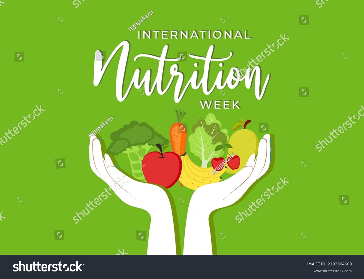 International nutrition week day with fruit on opened hand on 1 to 7 September. #2192964609