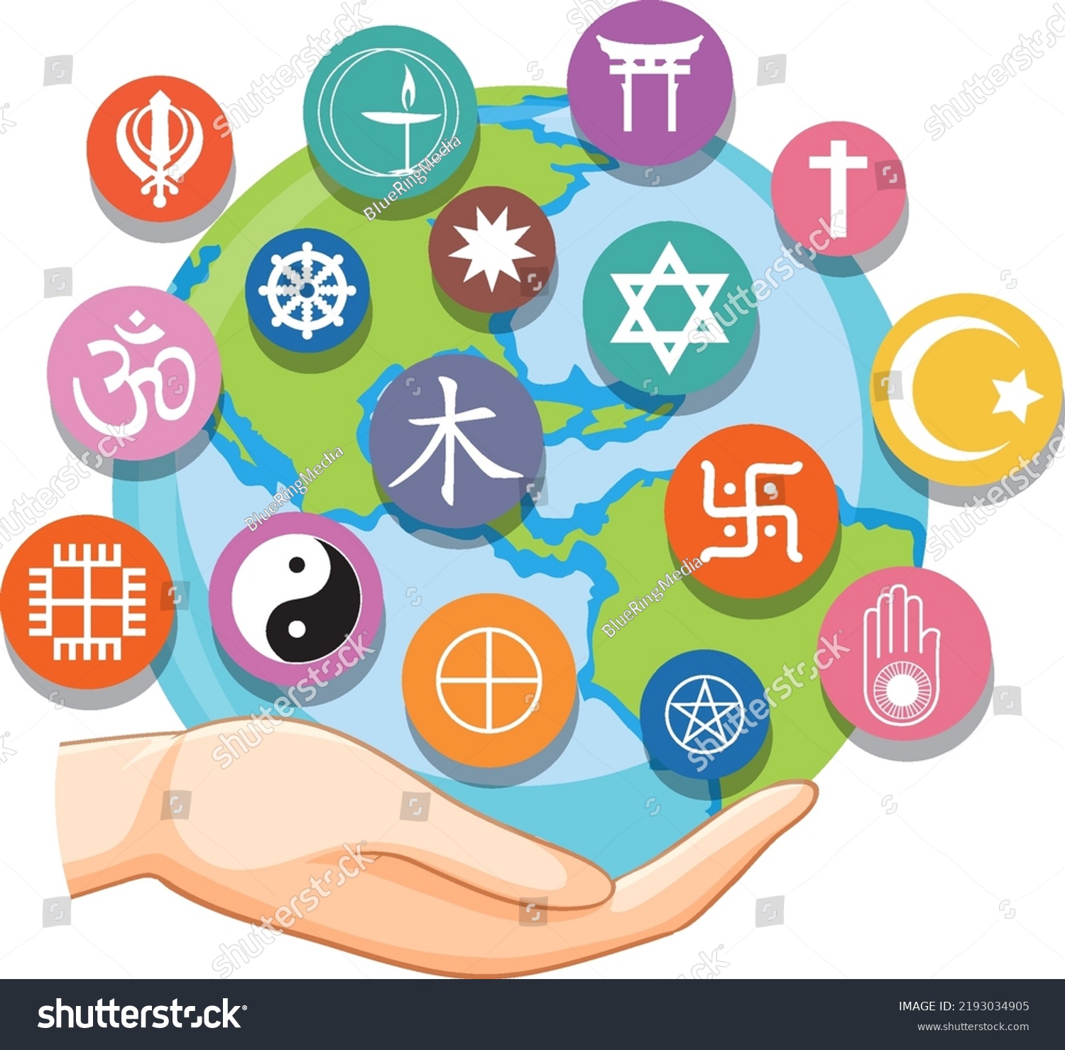 World Religion Symbols Concept Illustration Royalty Free Stock Vector