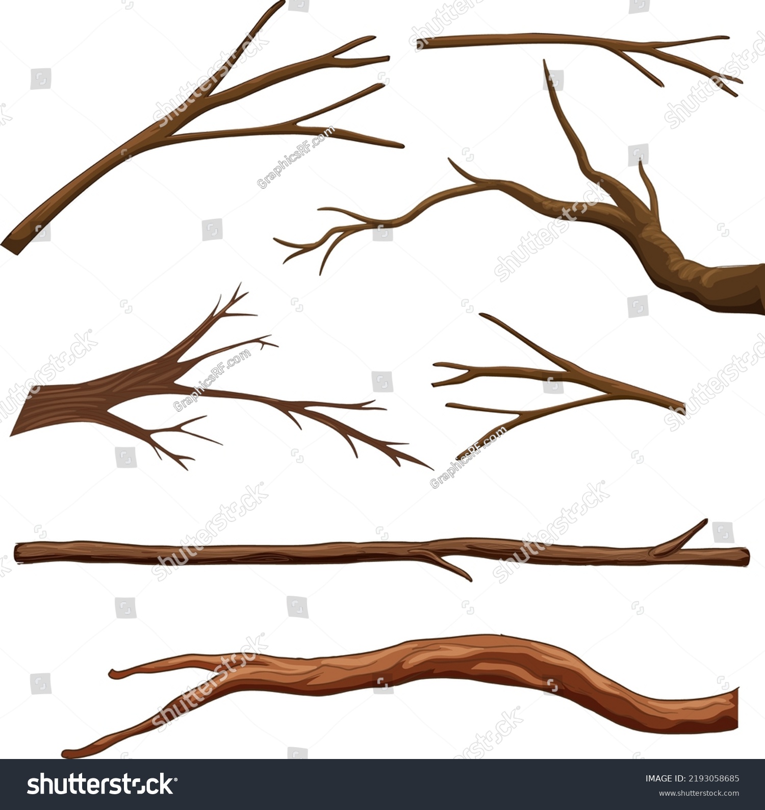 Set of different tree branches isolated illustration #2193058685
