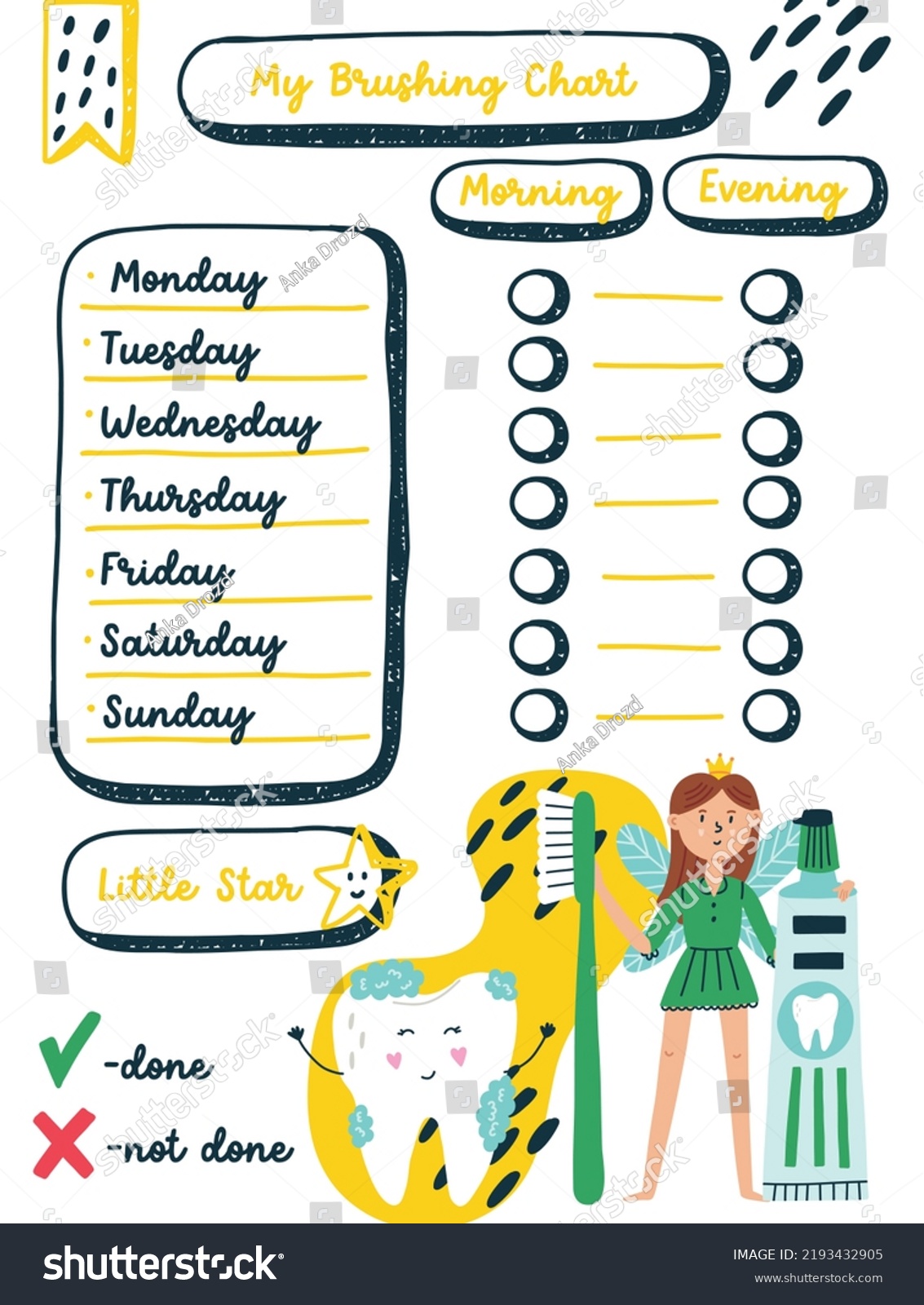 Kids dental brushing teeth chore charts. - Royalty Free Stock Vector ...