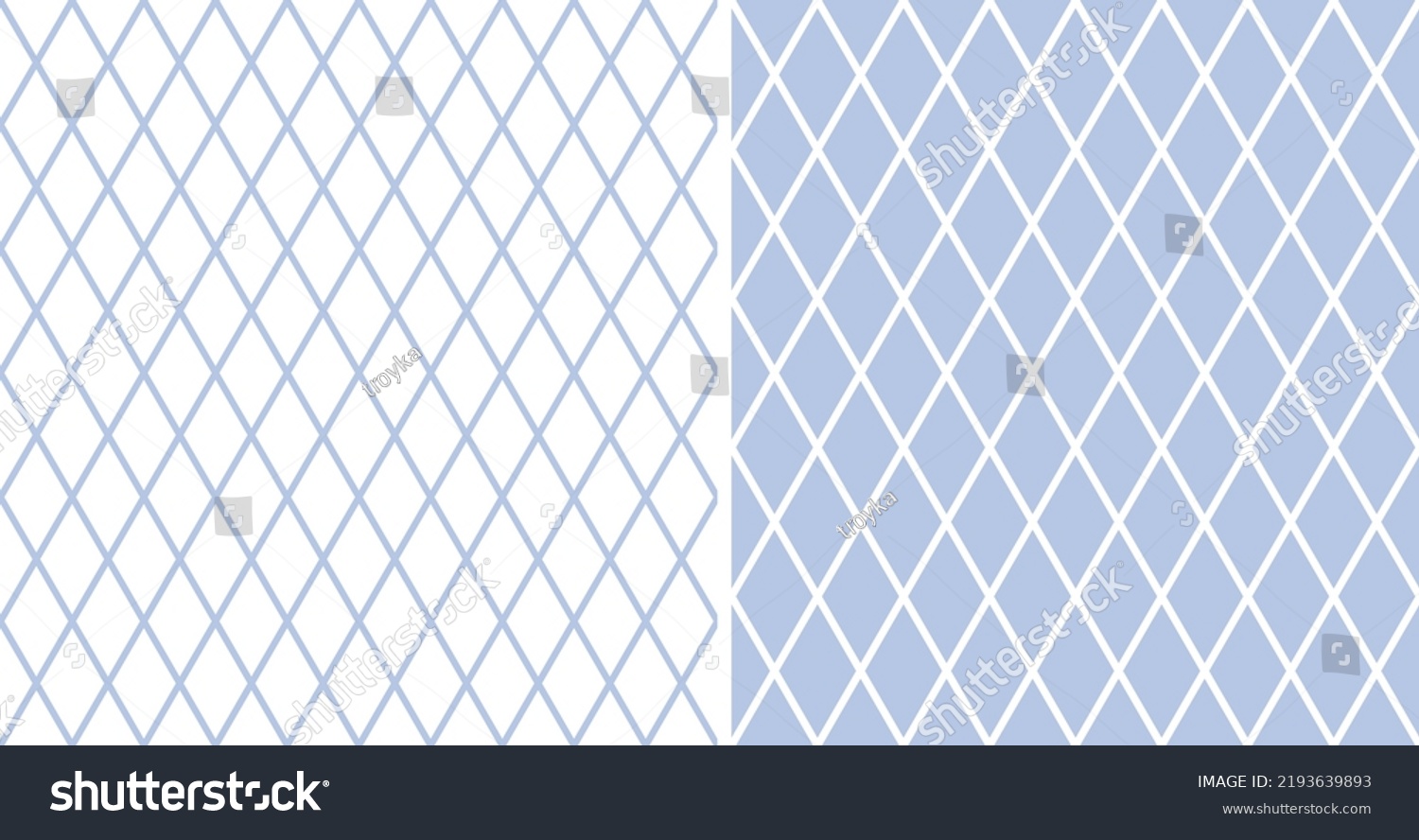 Abstract Seamless Geometric Diamonds Patterns. Blue and White Textures. Vector Art. #2193639893