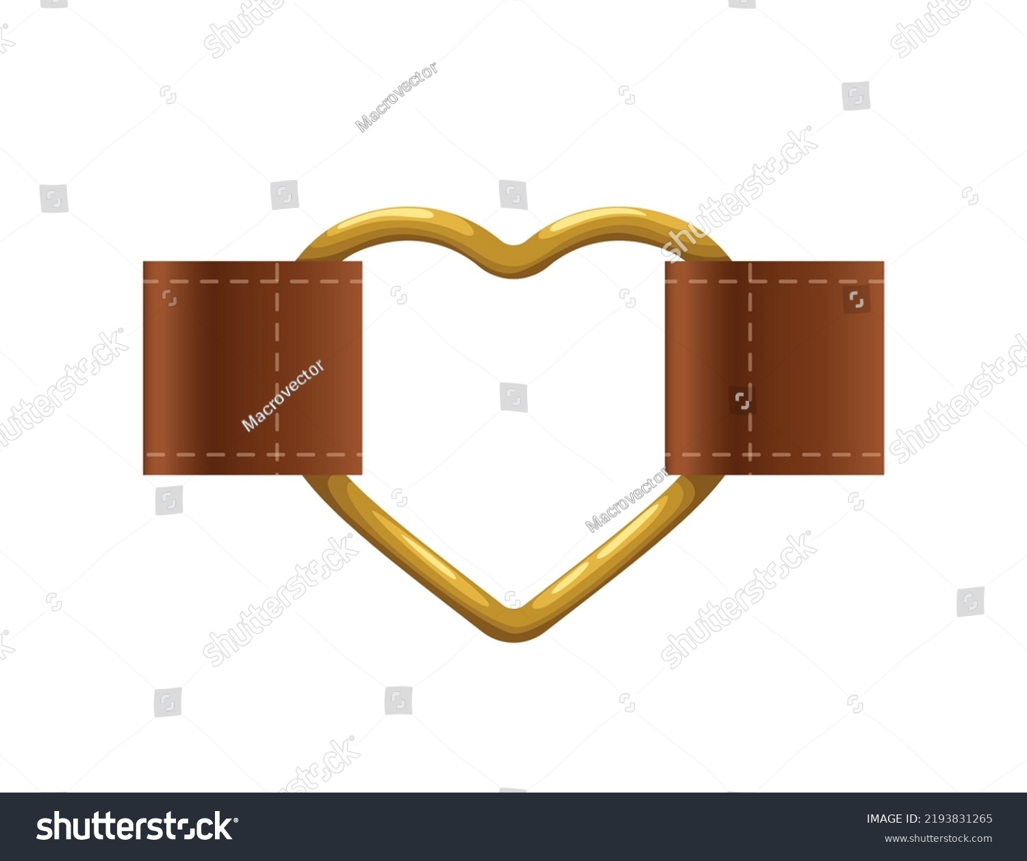 Realistic golden buckle in shape of heart on - Royalty Free Stock ...