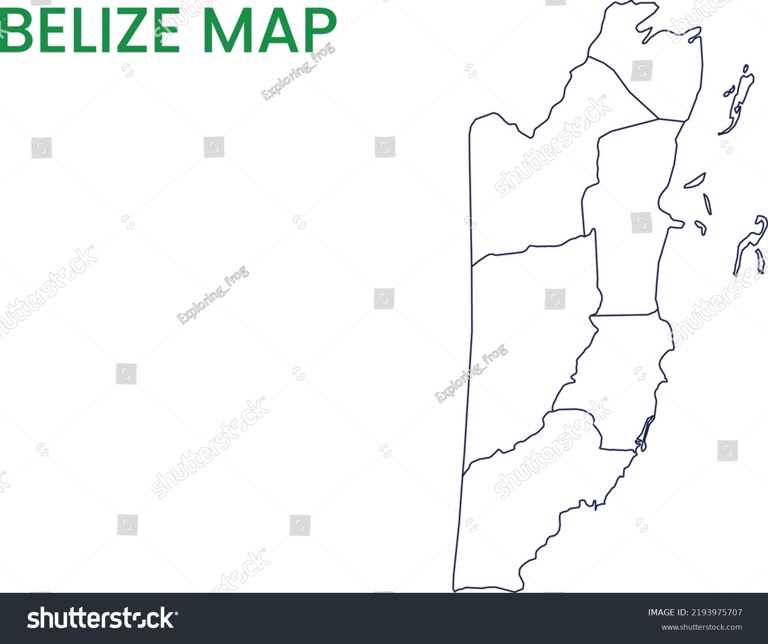 High Detailed Map Of Belize Outline Map Of Royalty Free Stock Vector 2193975707 