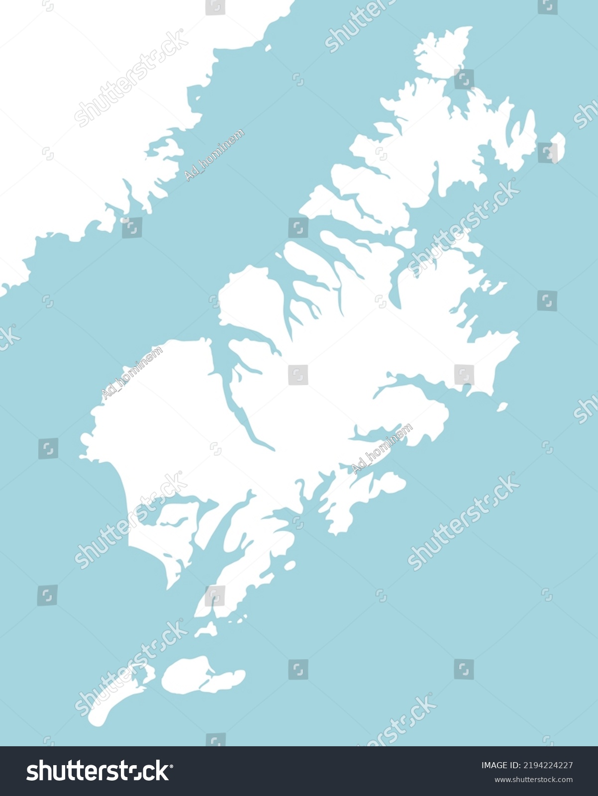 Outline white map of Kodiak island - Royalty Free Stock Vector ...