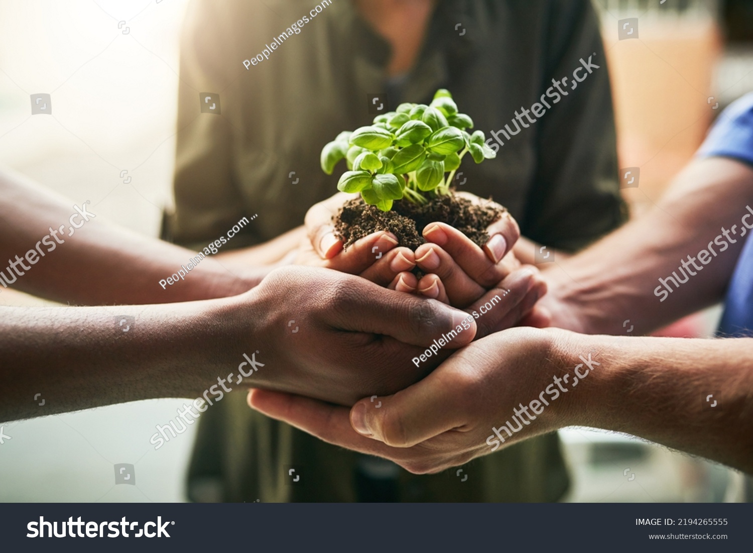 Planet, earth and with teamwork our nature environment, green energy and sustainability in a clean community. Global, natural growth and be eco friendly together and reduce carbon footprint to plant #2194265555