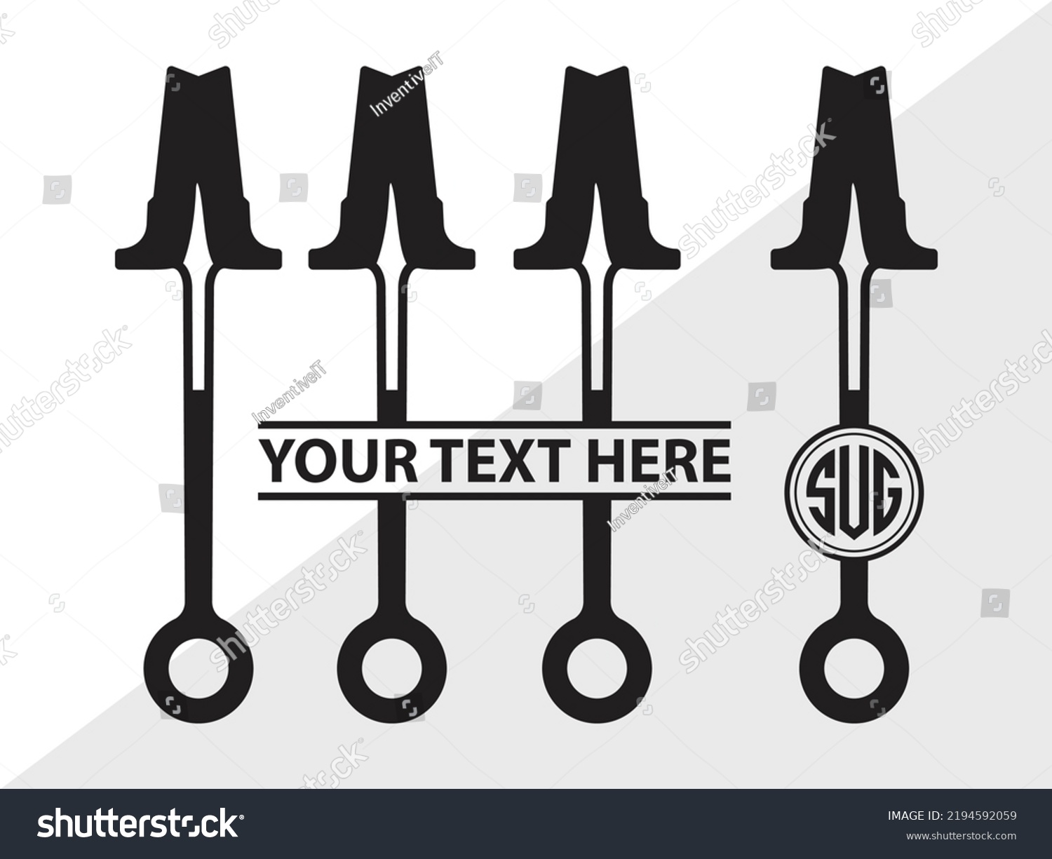 Shovel Monogram SVG Printable Vector - Royalty Free Stock Vector ...
