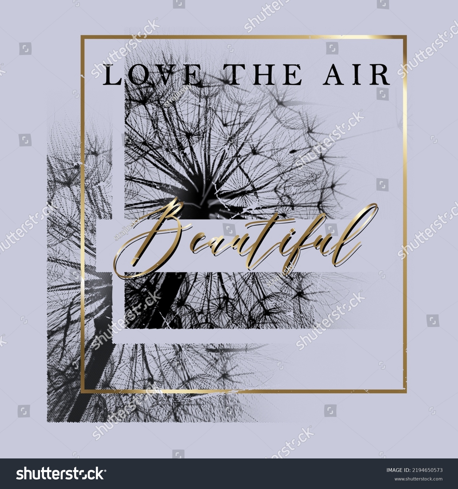 Dandelion vector. Flower macro photography. T-shirt print. 2 color. Ready template for screen printing. Halftone. Spring background with blossom dandelions. Decorative dandelions sketch illustration.  #2194650573