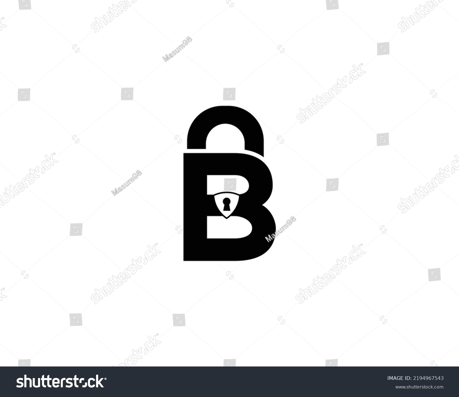 Letter B Lock And Security Logo Design Concept. - Royalty Free Stock ...