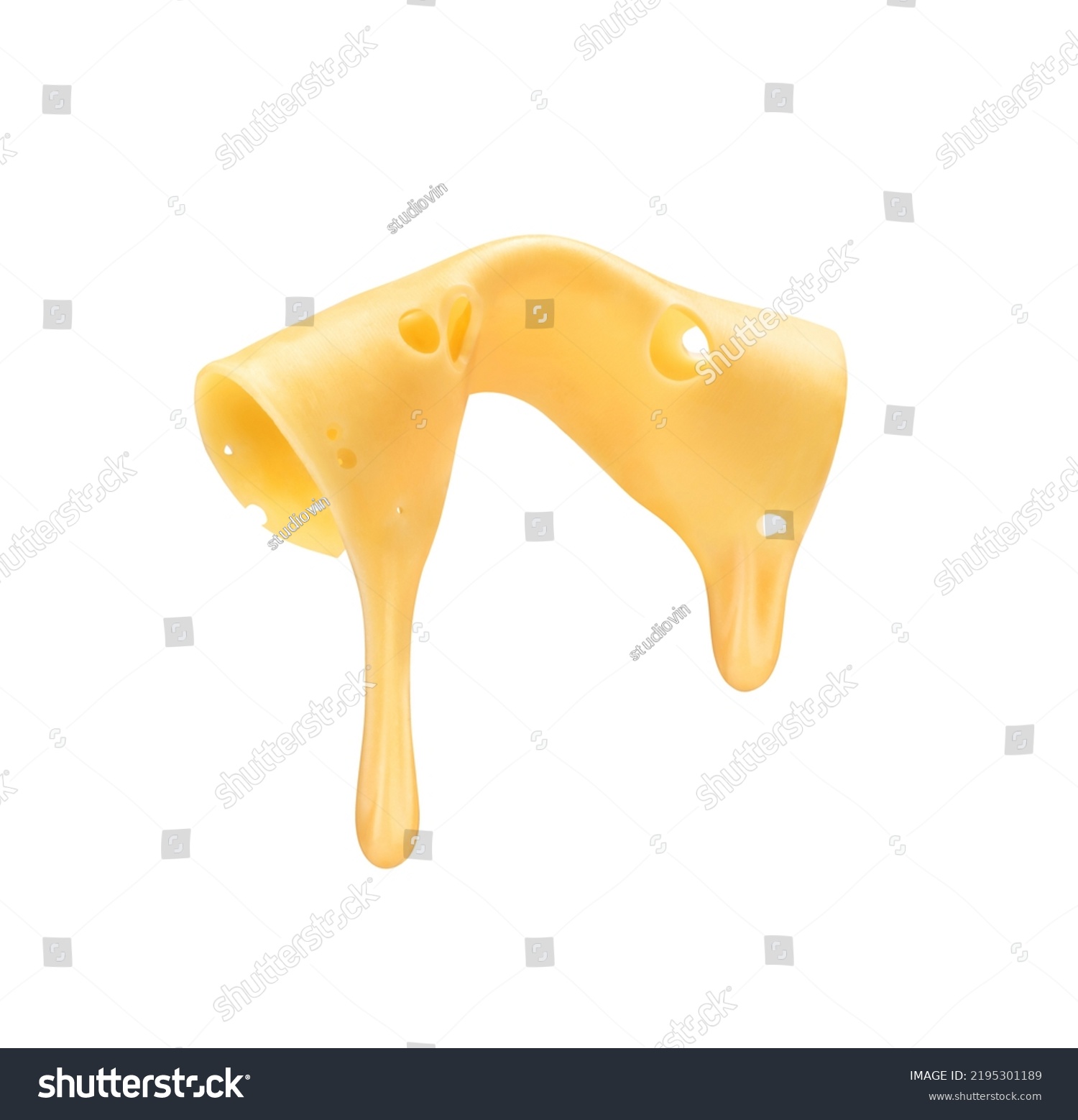 cheese with melted blob isolated on white background #2195301189