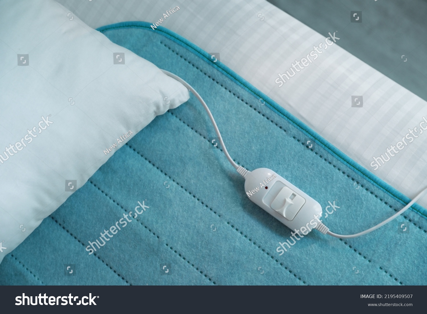 Bed with electric heating pad, top view #2195409507