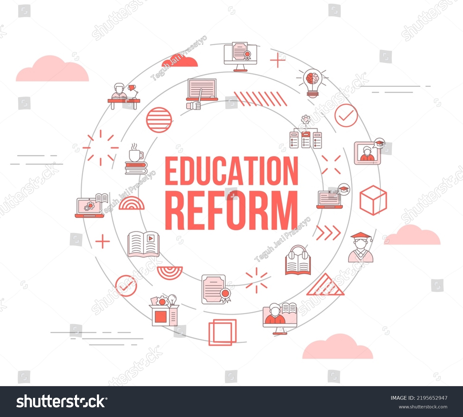 education reform concept with icon set template banner and circle round shape #2195652947