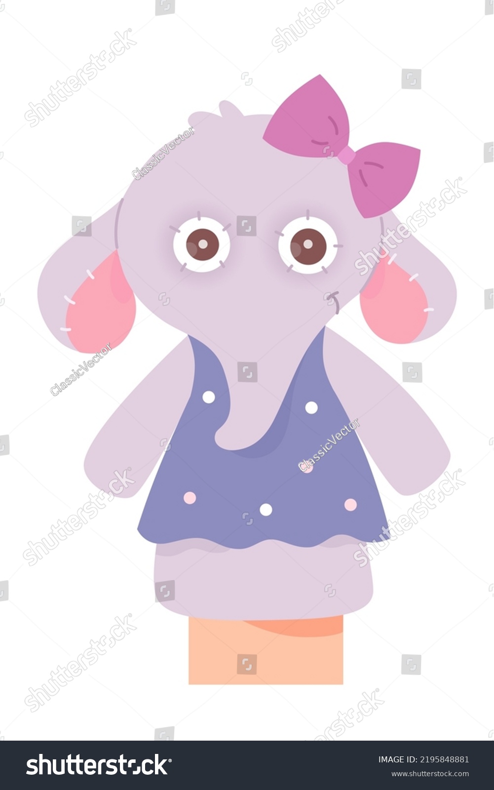 Cute elephant doll for puppet show vector - Royalty Free Stock Vector ...