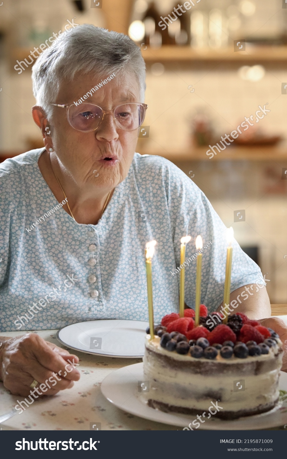 85 years granny with her birthday cake with - Royalty Free Stock Photo ...