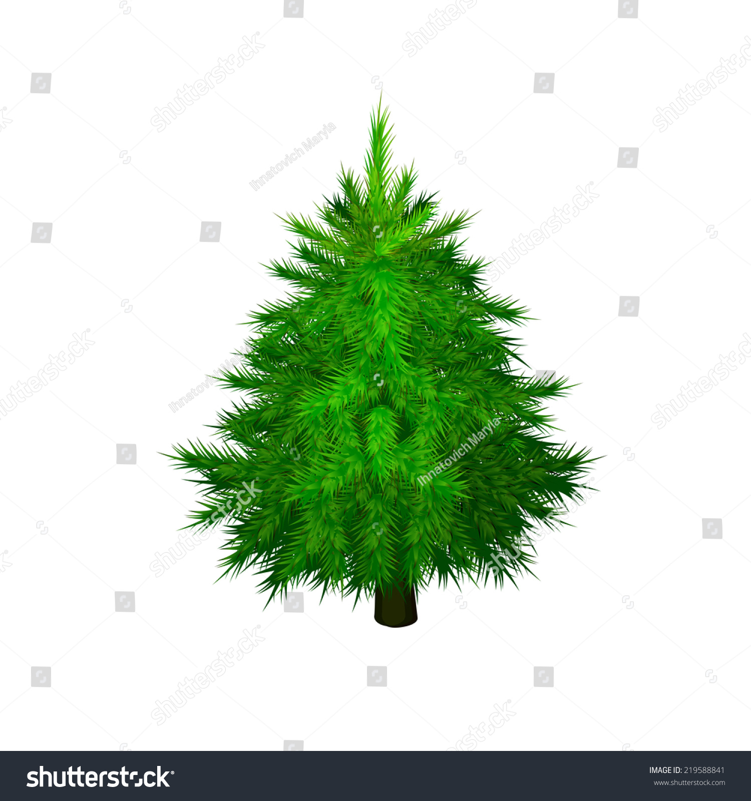 green fir-tree on a white background. Vector #219588841