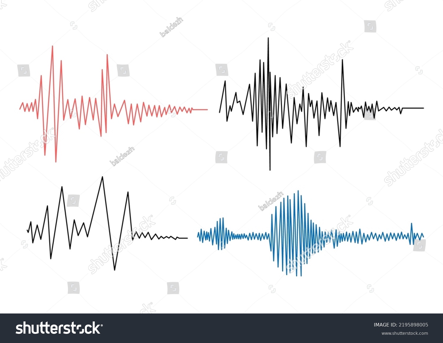 Earthquake seismogram waves set. Seismograph - Royalty Free Stock ...