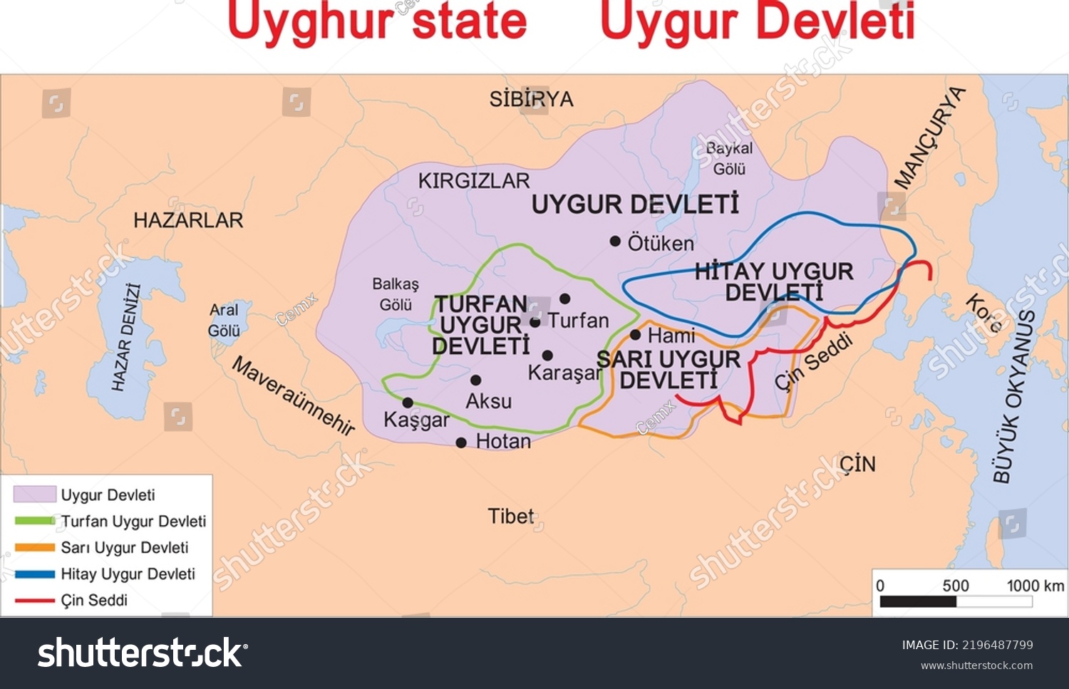 Uyghur State Map Great Uyghur State Royalty Free Stock Vector