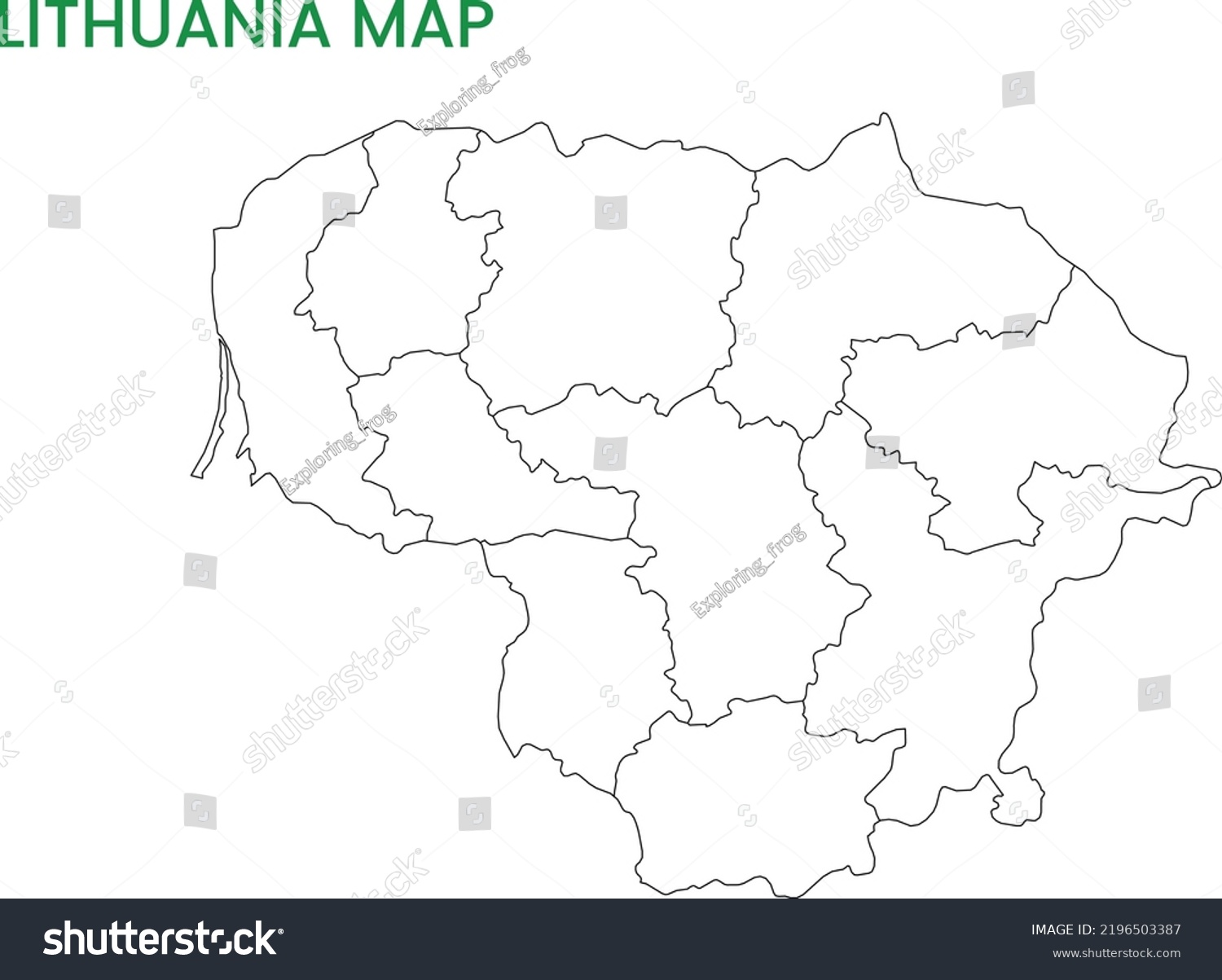 High Detailed Map Of Lithuania Outline Map Of Royalty Free Stock