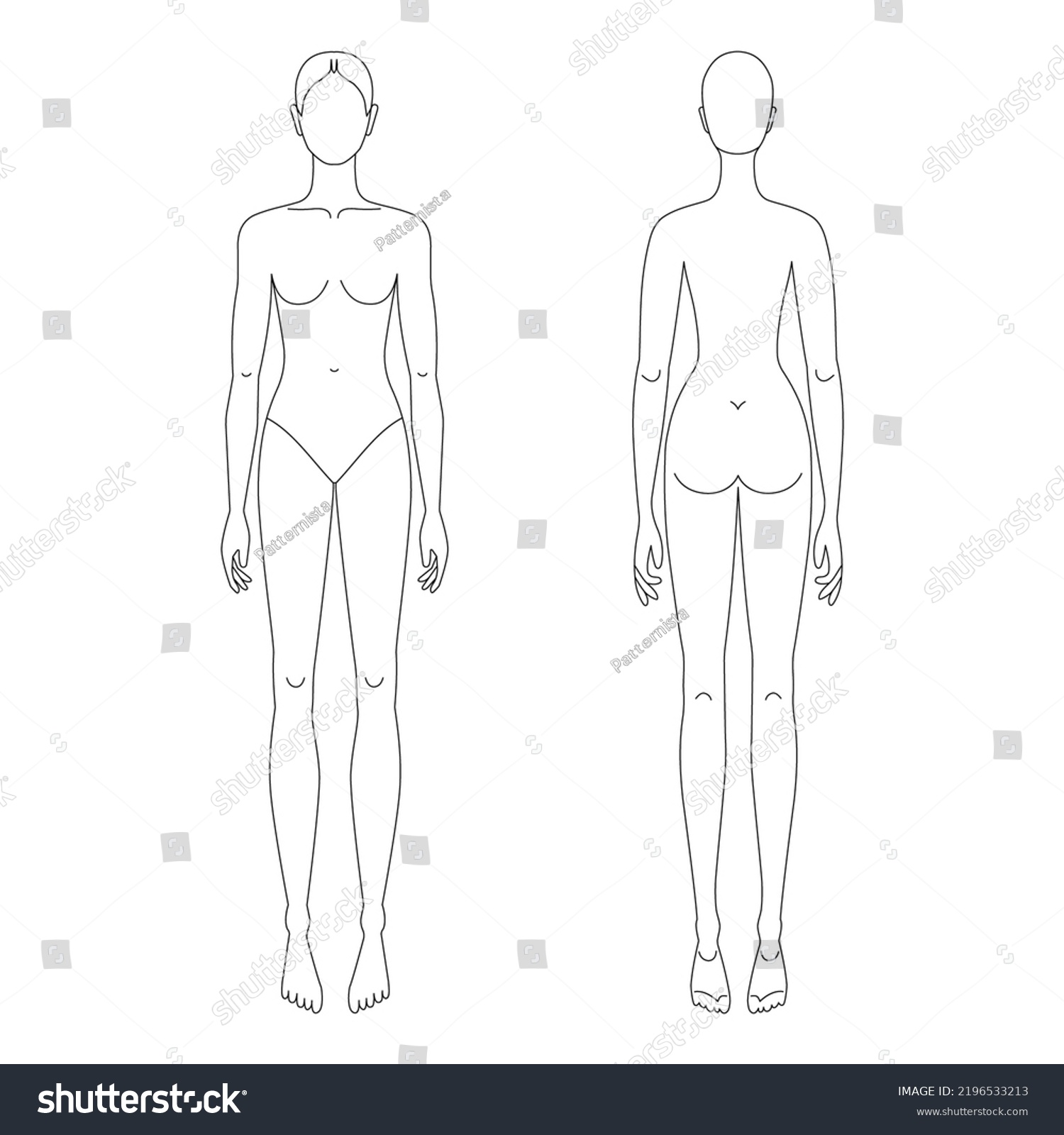 Female Line Drawing Croqui For Flat Fashion Royalty Free Stock Vector Avopix Com