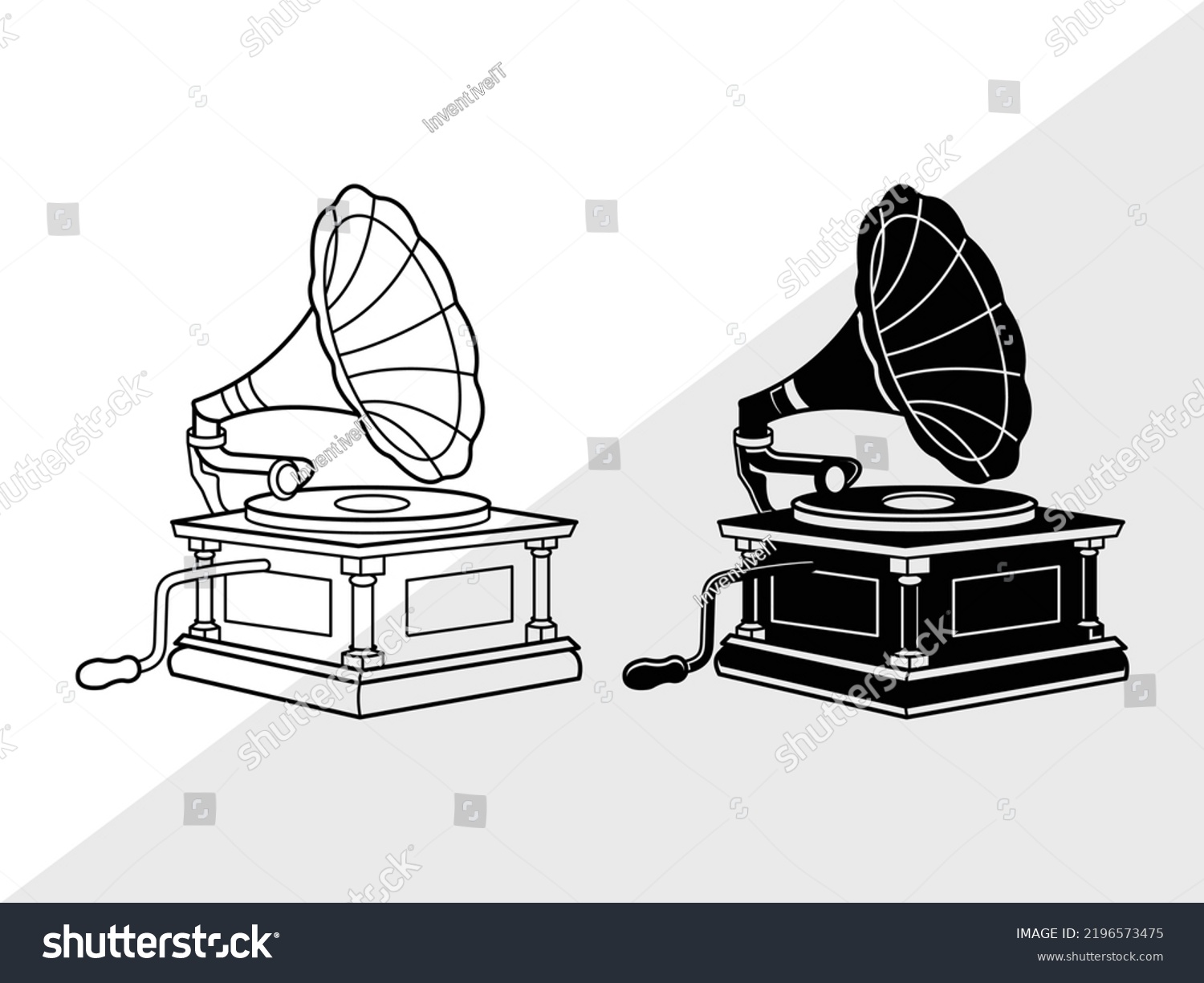 Phonograph SVG Printable Vector Illustration - Royalty Free Stock Vector 2196573475 - Avopix.com