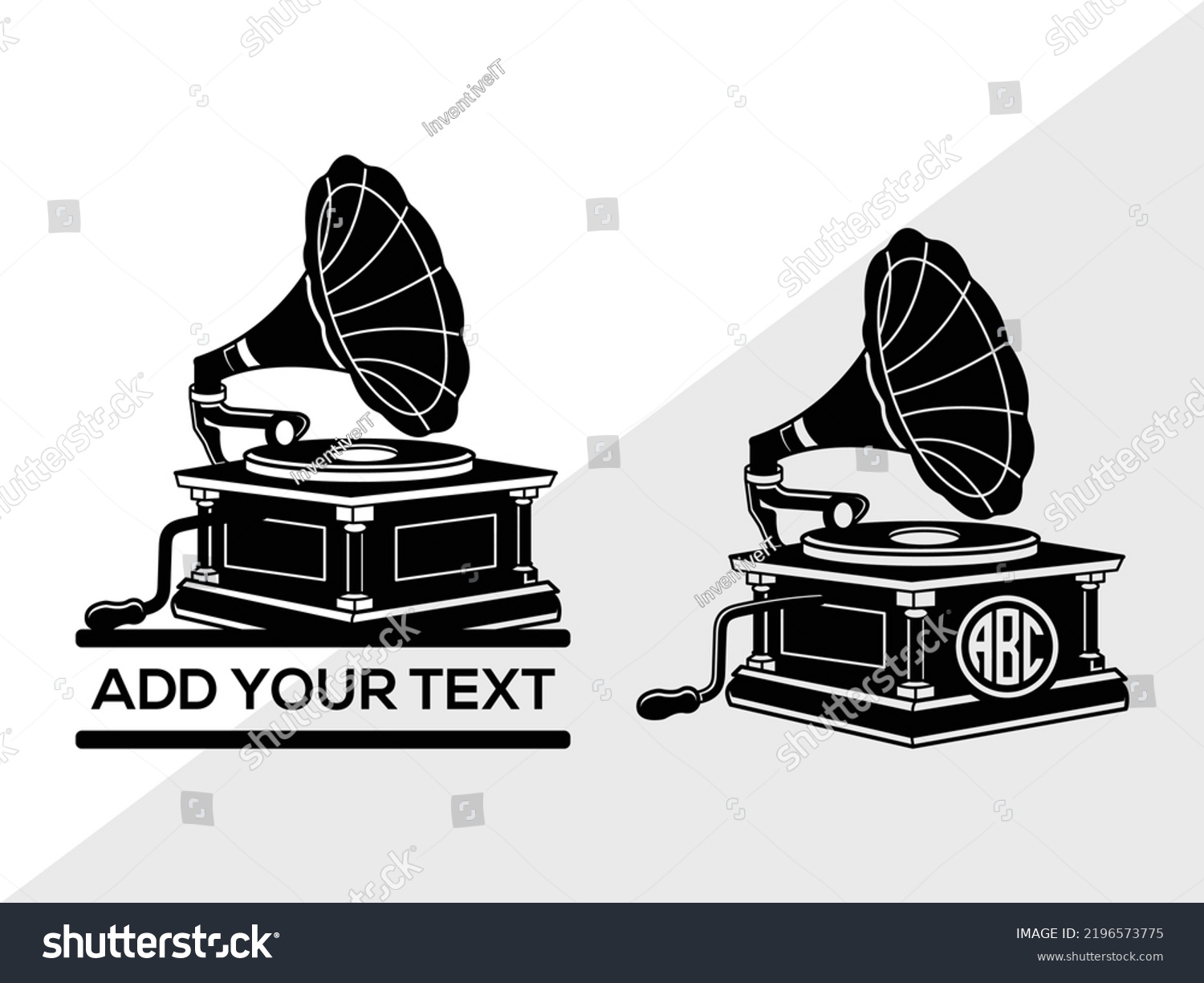 Phonograph Monogram SVG Printable Vector - Royalty Free Stock Vector 2196573775 - Avopix.com