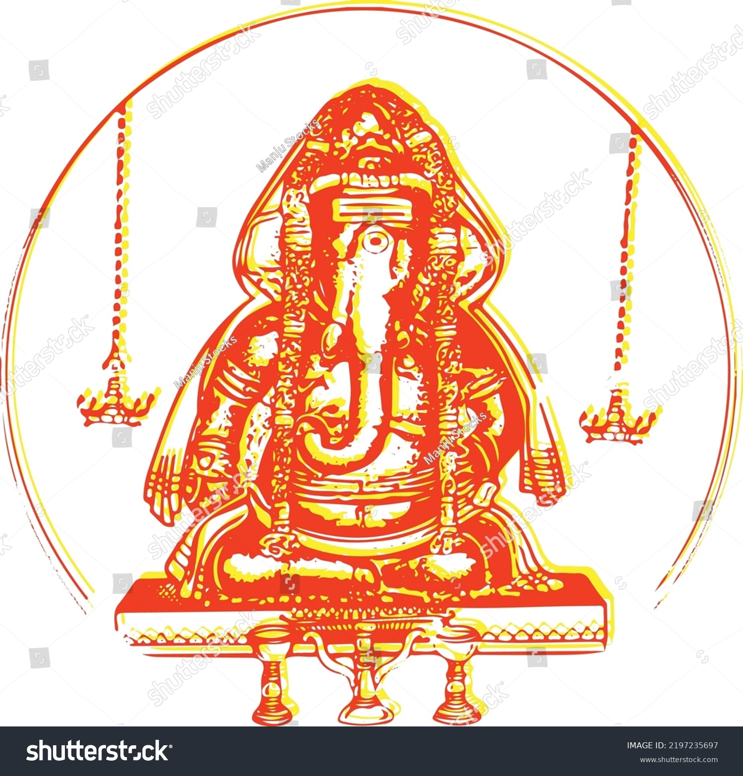 Drawing or Sketch of Lord Ganesha Outline and - Royalty Free Stock ...