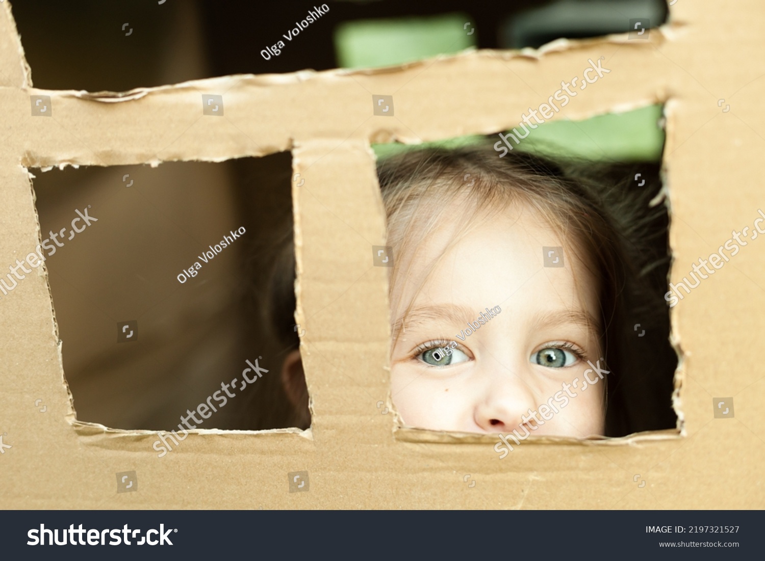 girl in a booth from a cardboard box #2197321527