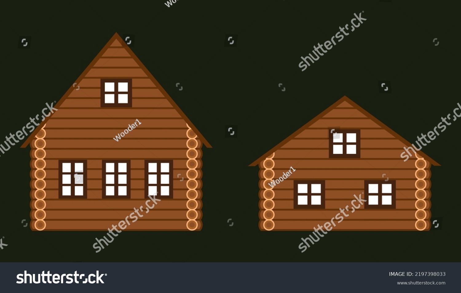 Set of wooden log cabin house illustrations. - Royalty Free Stock ...