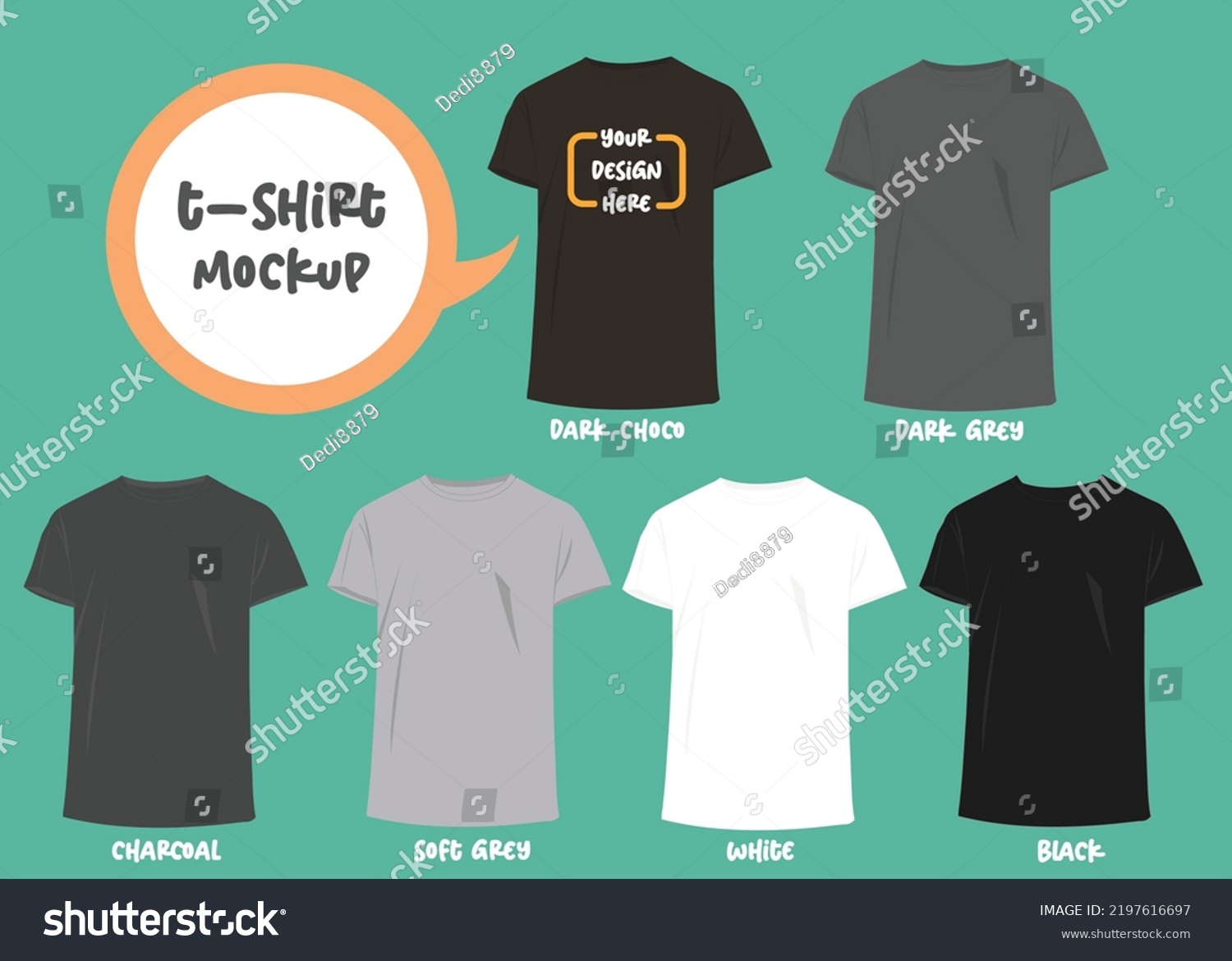 Shirt mock up set, T-shirt template, Black, White, Grey, Front design, vector illustration #2197616697