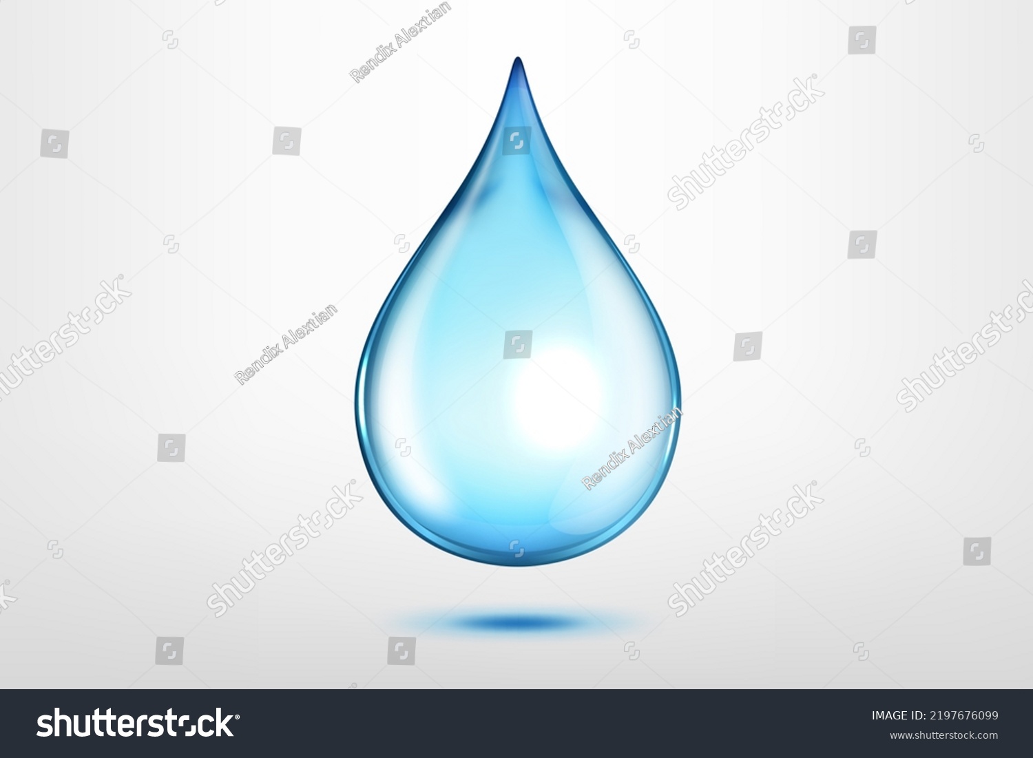 High Quality Water Drop Isolated on White Background, Different from Similar Vector. Vector Illustration #2197676099