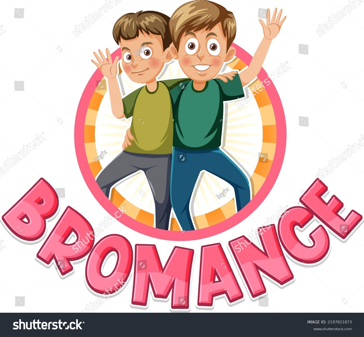 Cute cartoon character with bromance icon - Royalty Free Stock Vector ...