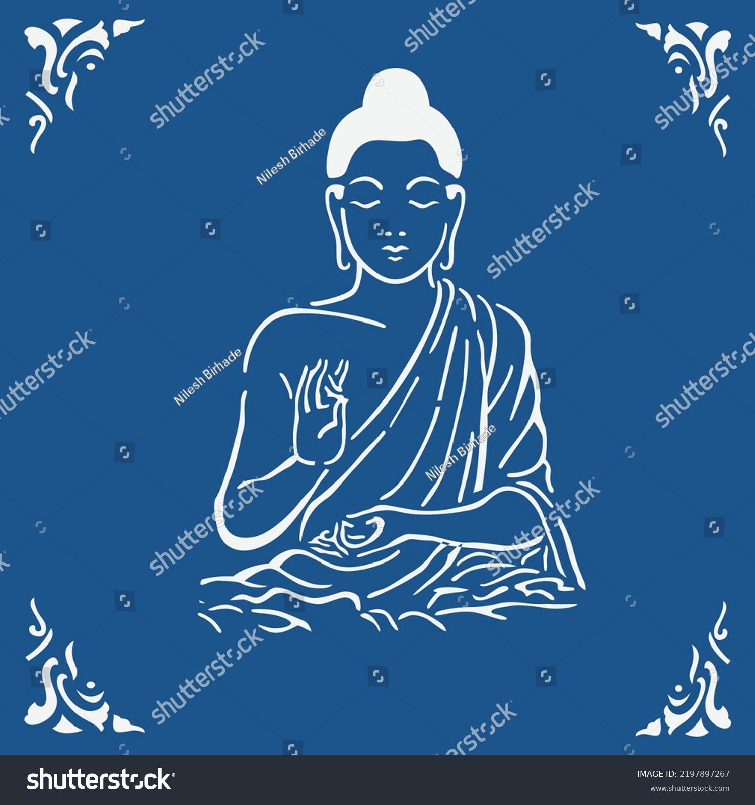 Lord Buddha Vector On Blue Background Royalty Free Stock Vector