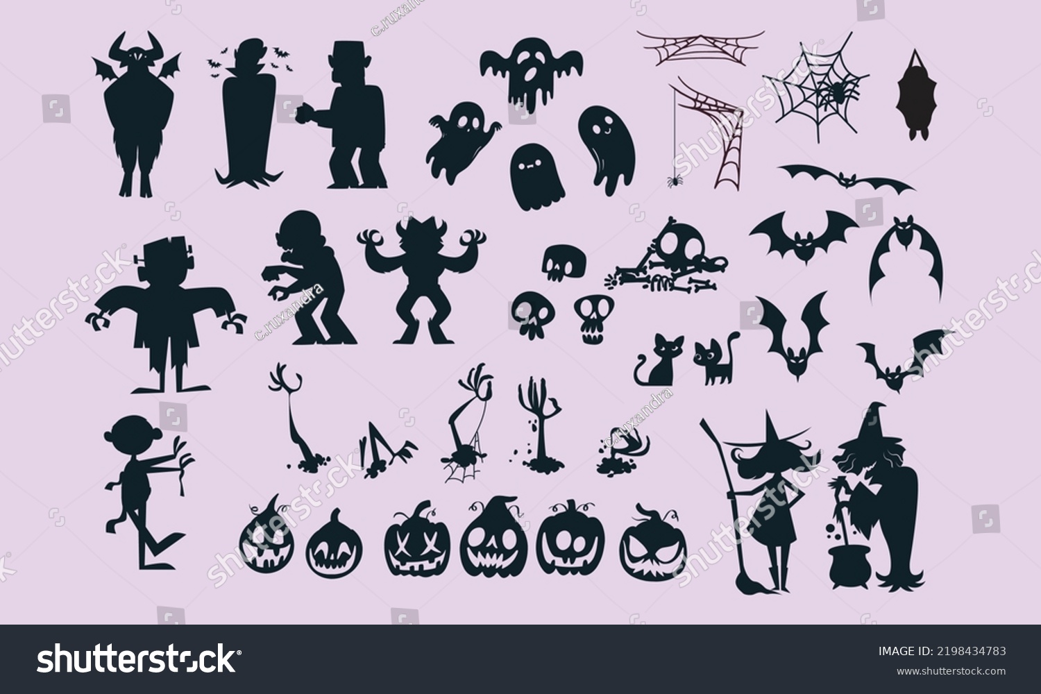 Halloween Silhouette Collection Halloween Icons Royalty Free Stock Vector 2198434783