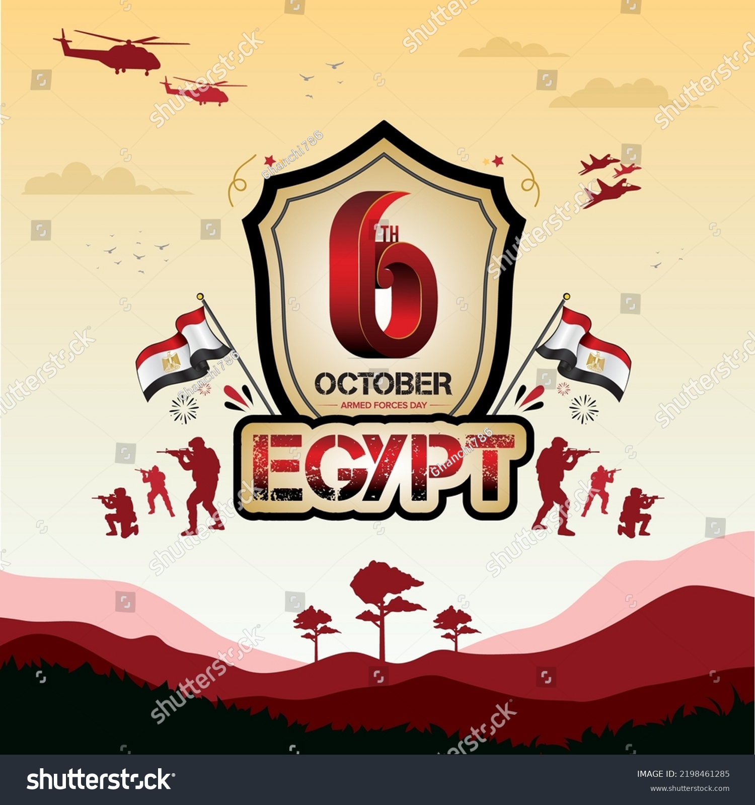 6 October Egypt war poster with emblem and with - Royalty Free Stock ...