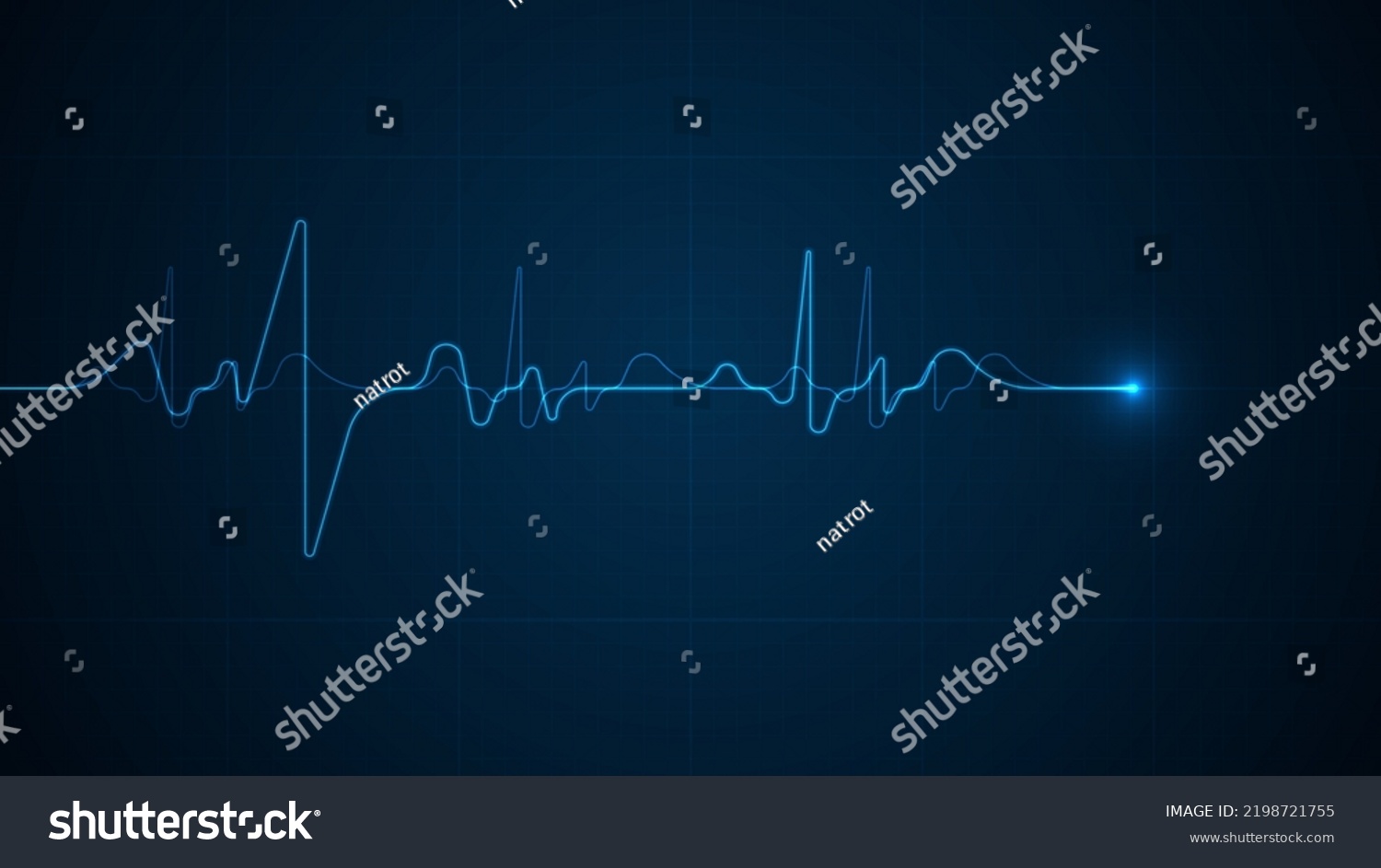 Emergency ekg monitoring. Blue glowing neon heart pulse. Heart beat. Electrocardiogram #2198721755
