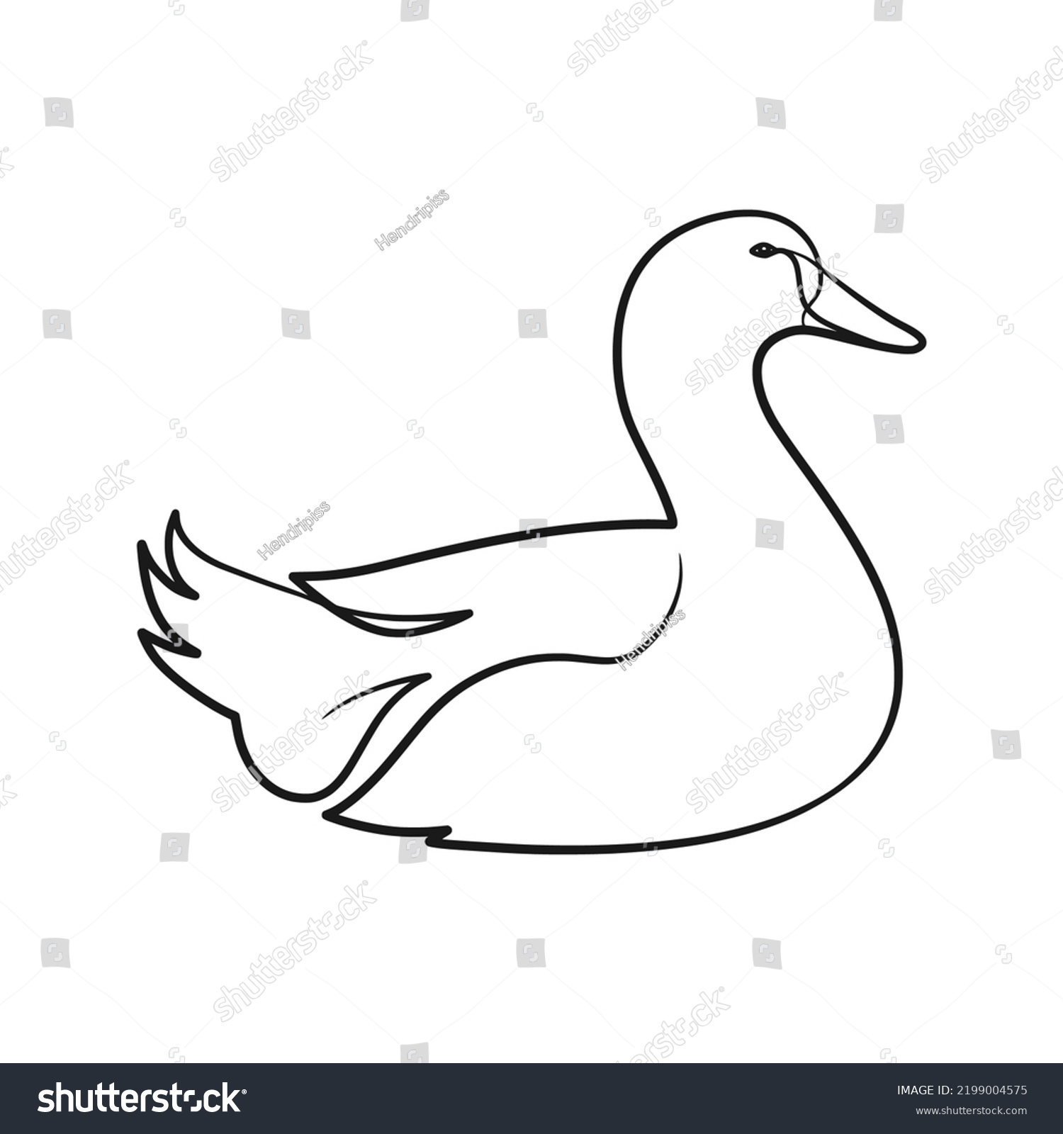 Duck continuous line art drawing, One line art - Royalty Free Stock ...