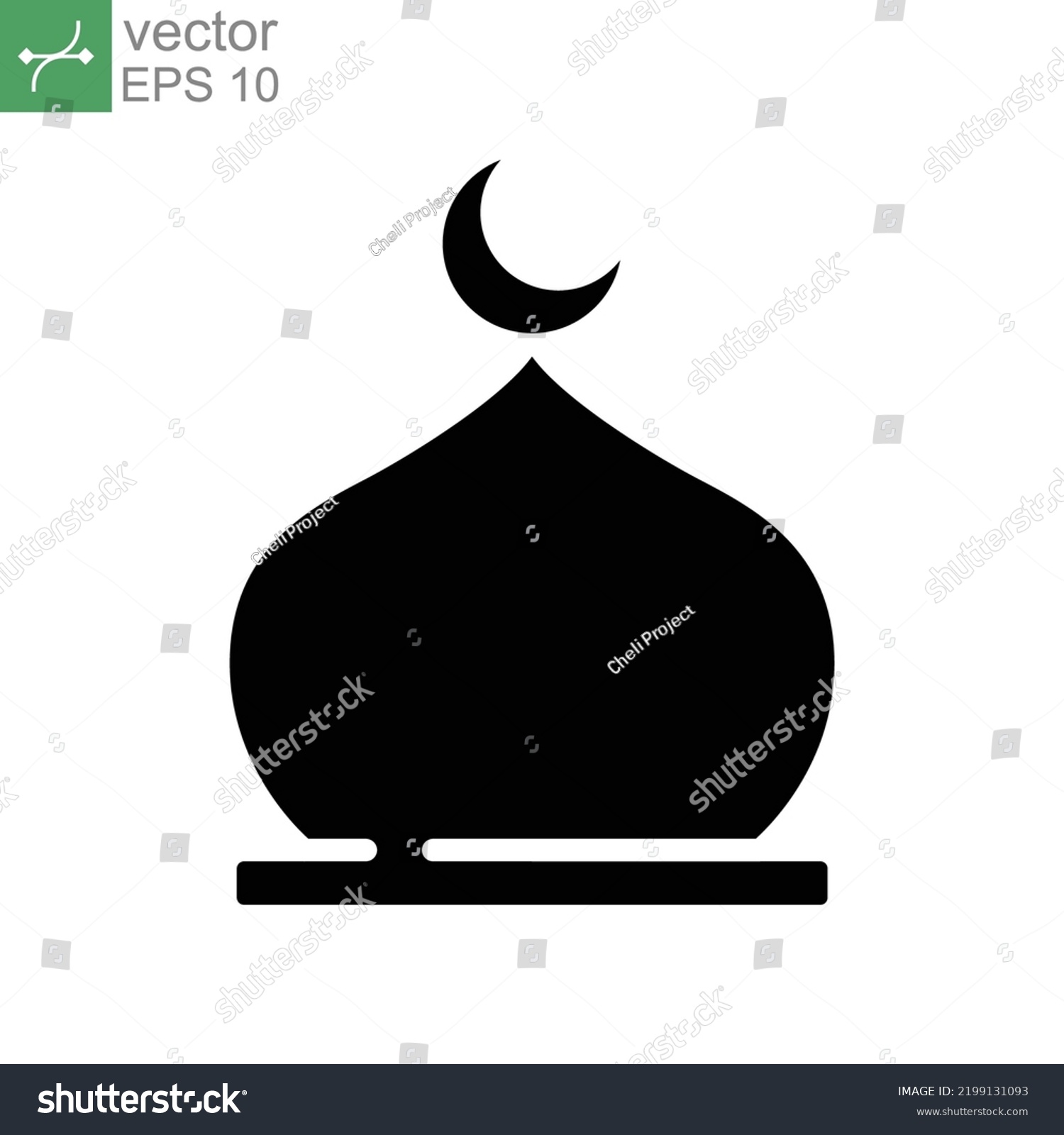 Muslim Mosque Domes Icon. Islamic Worship Place, - Royalty Free Stock ...